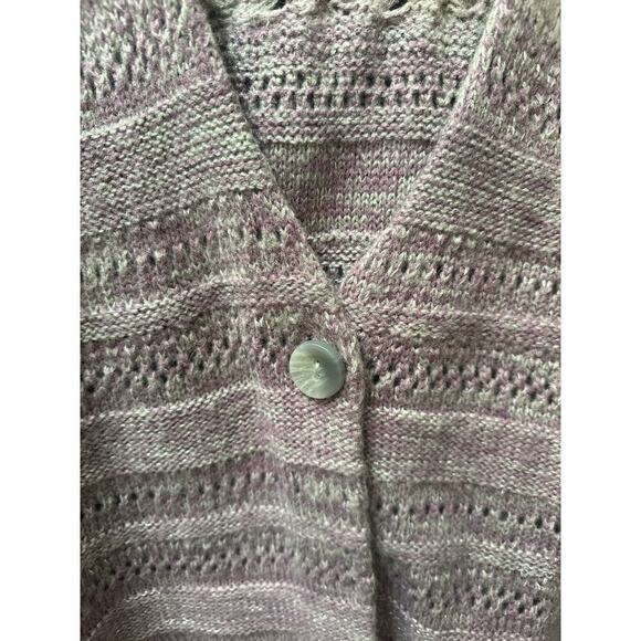 Anthropologie Hinge Women's V-Neck Knit Oversized Cardigan Sz M Purple Gray - Picture 4 of 7